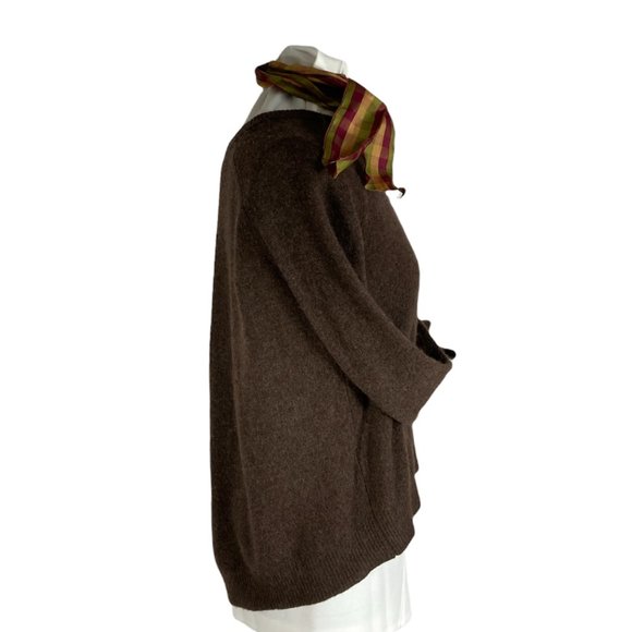 360 Cashmere Brown Lightweight Cashmere Boxy Fit Crewneck Pullover Sweater Sz S - Picture 5 of 16